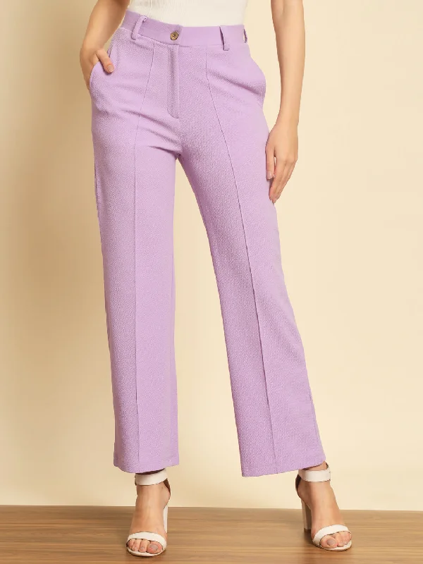 TANDUL Women Regular Fit Purple Lycra Blend Trousers Trousers Business Professional Trousers Business Professional