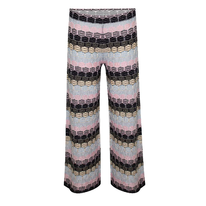 Striped Trouser In Honeycomb Knit Black Trousers Top Rated Trousers Top Rated