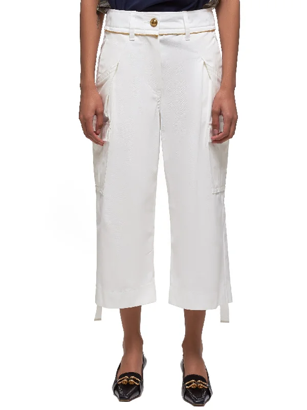 Cropped Trousers (04855-101-WHITE) Trousers sophisticated sleek Trousers sophisticated sleek