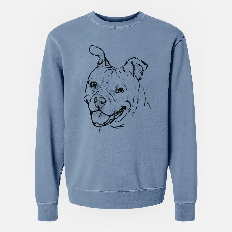 Doodled Happy Koda Bear the Pitbull Mix - Unisex Pigment Dyed Crew Sweatshirt Hoodie with Pattern Geometric Abstract Hoodie with Pattern Geometric Abstract