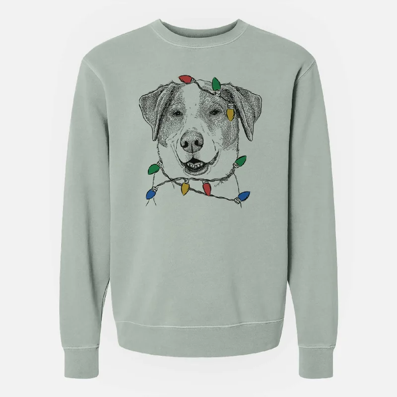 Christmas Lights Piper Pilot the Hound Mix - Unisex Pigment Dyed Crew Sweatshirt Hoodie with Metallic Shiny Futuristic Hoodie with Metallic Shiny Futuristic