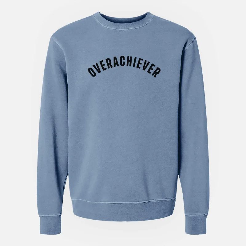 Overachiever - Articulate Collection - Unisex Pigment Dyed Crew Sweatshirt Hoodie with Raw Hem Edgy Unfinished Hoodie with Raw Hem Edgy Unfinished