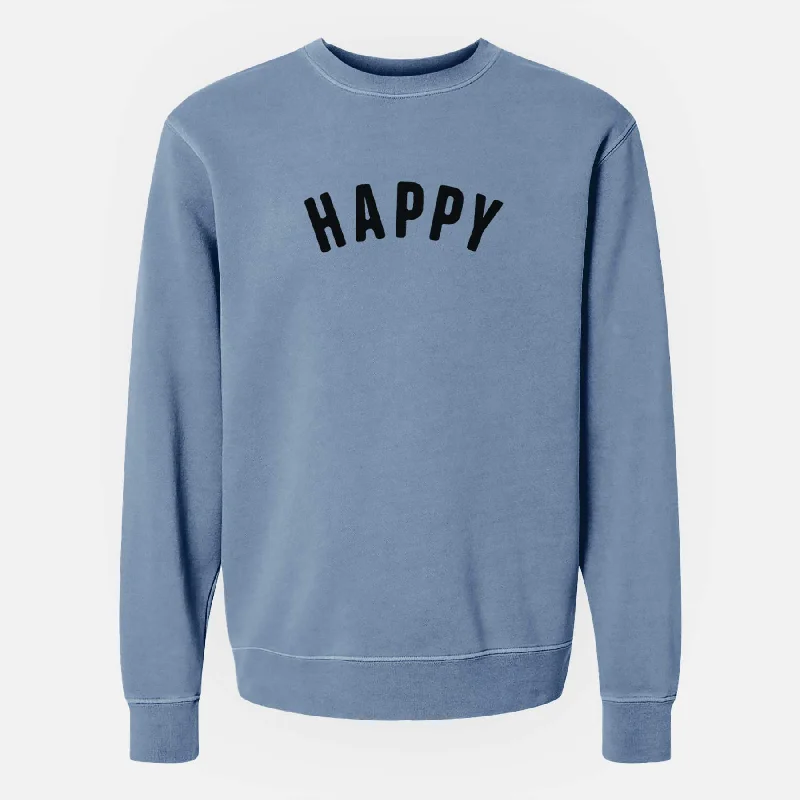 Happy - Articulate Collection - Unisex Pigment Dyed Crew Sweatshirt Hoodie with Batwing Sleeves Loose Dramatic Hoodie with Batwing Sleeves Loose Dramatic