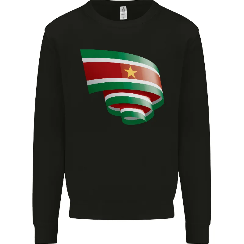 Curled Suriname Flag Suriname Day Football Mens Sweatshirt Jumper Hoodie with Elastic Waist Stretchable Comfortable Hoodie with Elastic Waist Stretchable Comfortable