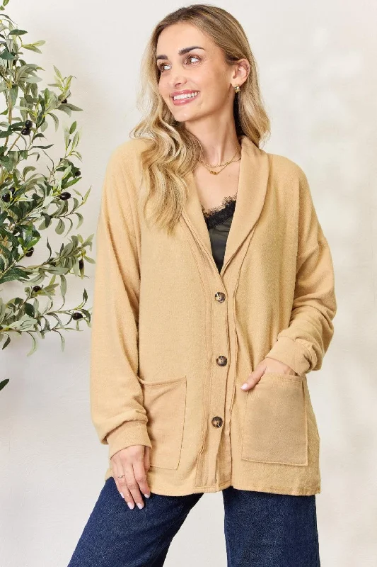 Heimish Full Size Button Up Long Sleeve Cardigan Thin Thick Dense Thin Thick Dense