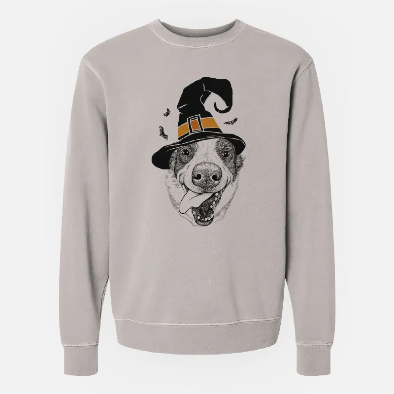 Witch Elwood the Border Collie - Unisex Pigment Dyed Crew Sweatshirt Hoodie with Print Artistic Unique Hoodie with Print Artistic Unique Witch Elwood the Border Collie - Unisex Pigment Dyed Crew Sweatshirt Hoodie with Print Artistic Unique Hoodie with Print Artistic Unique