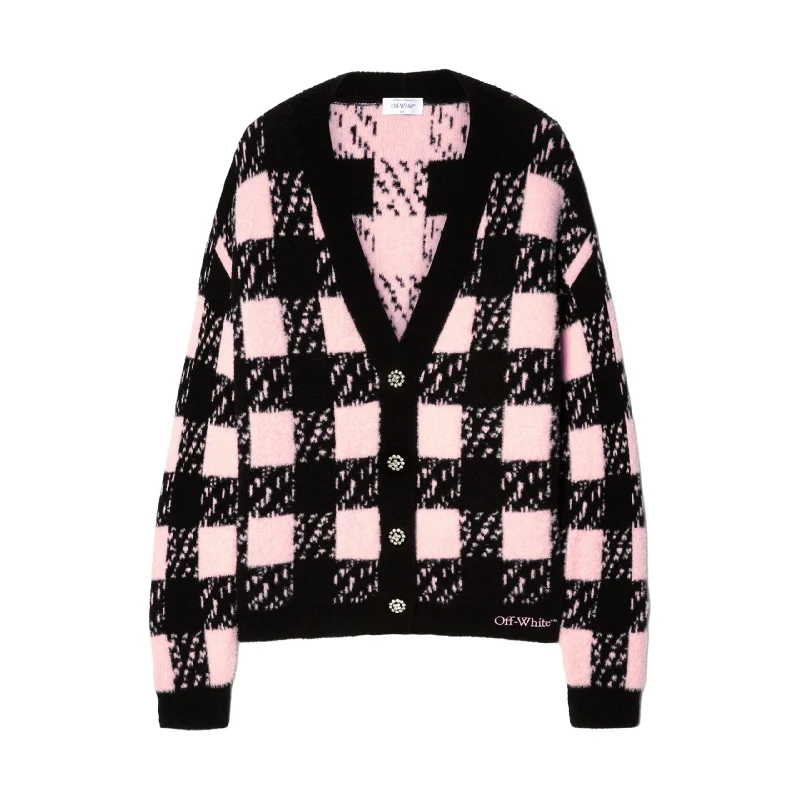 Vichy Cardigan (Black/Cloud Pink) Zippered Buttoned Snapped Zippered Buttoned Snapped