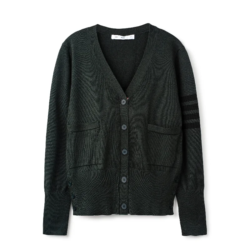 Varsity Striped Cardigan - Green/Black Print Jacquard Patchwork Print Jacquard Patchwork