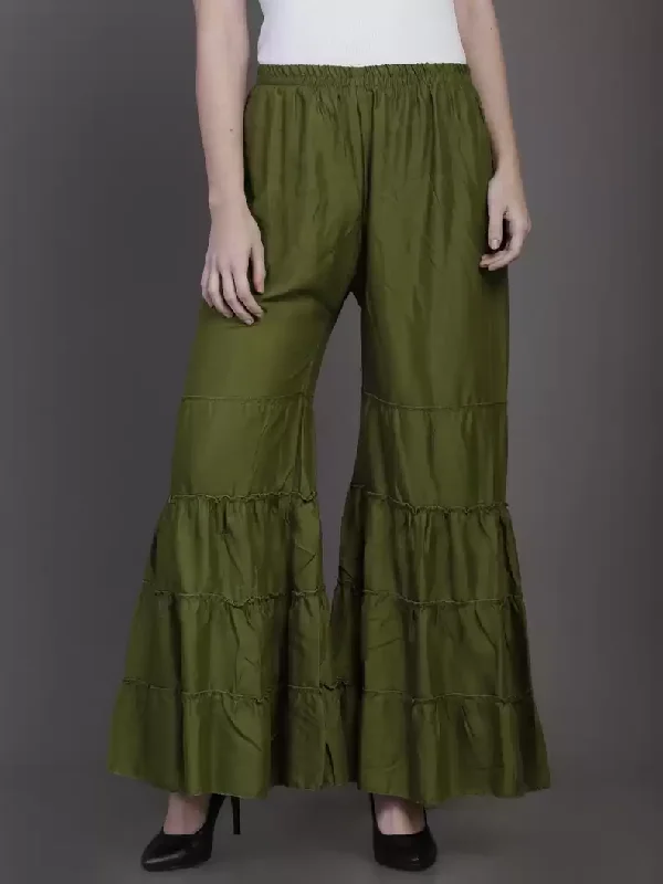 TANDUL  Regular Fit Women Green Rayon Trousers Trousers luxurious high-end Trousers luxurious high-end