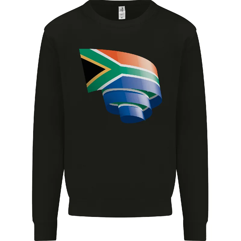 Curled South African Flag Africa Day Football Mens Sweatshirt Jumper Hoodie with Gradient Ombre Colorful Hoodie with Gradient Ombre Colorful