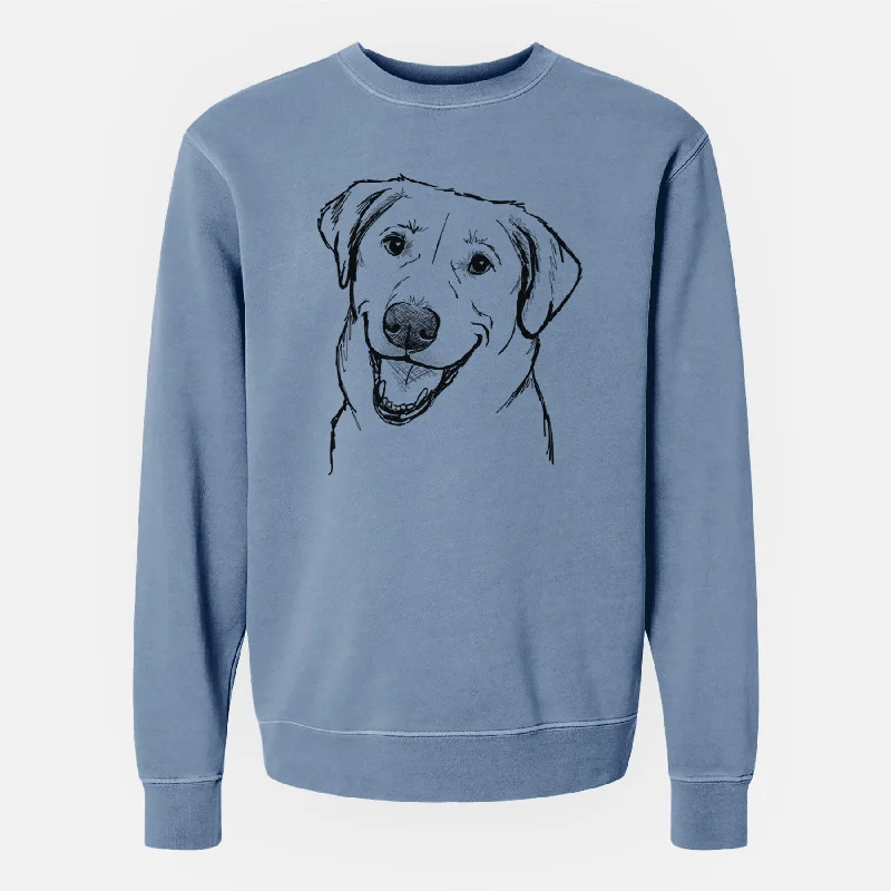 Doodled Happy Harley the Lab Mix - Unisex Pigment Dyed Crew Sweatshirt Zip Hoodie Drawstring Kangaroo Pocket Zip Hoodie Drawstring Kangaroo Pocket