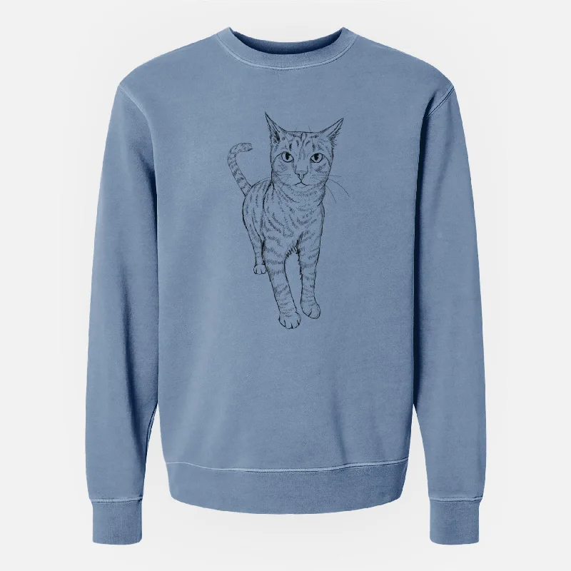 Doodled Otto the Tabby Cat - Unisex Pigment Dyed Crew Sweatshirt Hoodie with Crew Neck Simple Timeless Hoodie with Crew Neck Simple Timeless