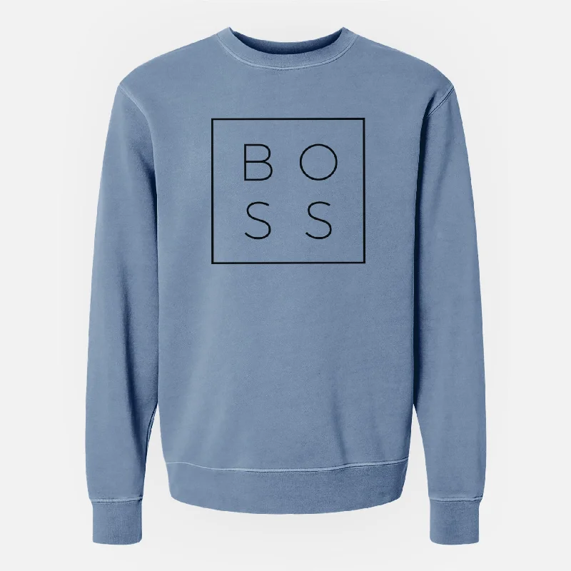 Boss Boxed - Unisex Pigment Dyed Crew Sweatshirt Hoodie with Hem Lace Feminine Delicate Hoodie with Hem Lace Feminine Delicate