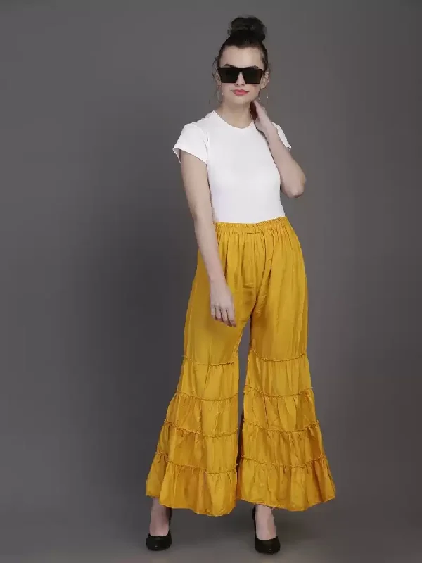TANDUL Regular Fit Women Yellow Rayon Trousers Trousers Essential Wardrobe Trousers Essential Wardrobe TANDUL Regular Fit Women Yellow Rayon Trousers Trousers Essential Wardrobe Trousers Essential Wardrobe