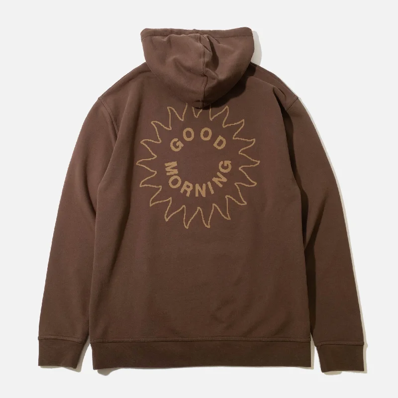 Sun Logo Hoodie - Chocolate Hoodie with Hood Adjustable Protection Hoodie with Hood Adjustable Protection