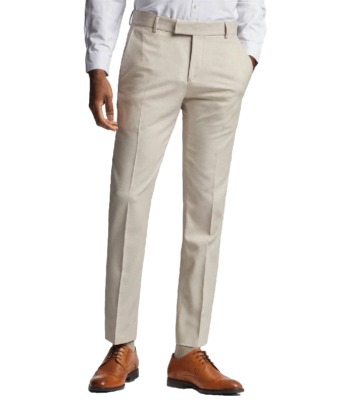 Suit Trousers - Cream Trousers Elastic Waist Soft Trousers Elastic Waist Soft