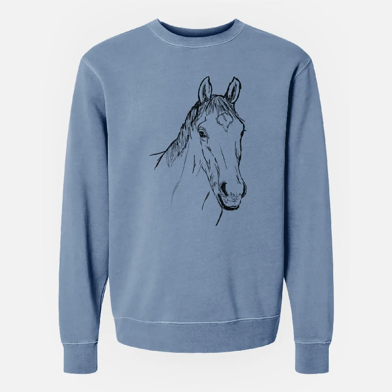 Doodled Scooby the Arabian Horse - Unisex Pigment Dyed Crew Sweatshirt Hoodie with Zipper Versatile Modern Hoodie with Zipper Versatile Modern