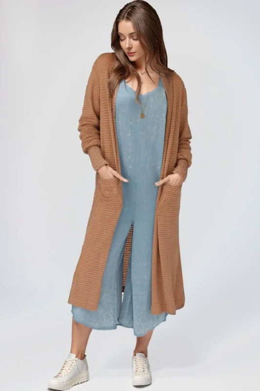 Open Front Long Sleeve Longline Slit Cardigan Modern Contemporary chic Modern Contemporary chic