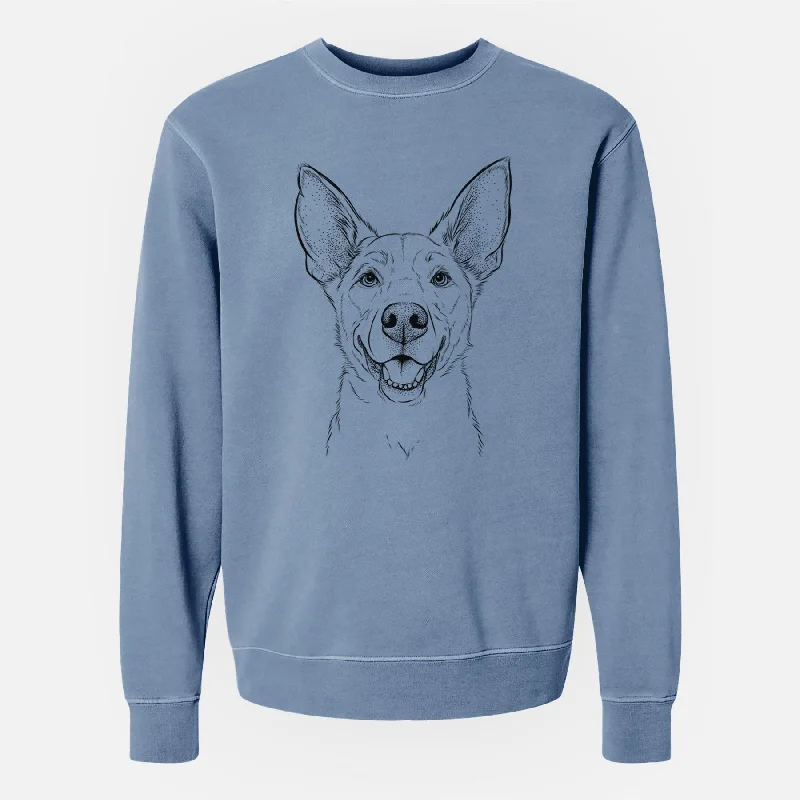 Bare Rumley the Kelpie Mix - Unisex Pigment Dyed Crew Sweatshirt Hoodie with Elastic Waist Stretchable Comfortable Hoodie with Elastic Waist Stretchable Comfortable