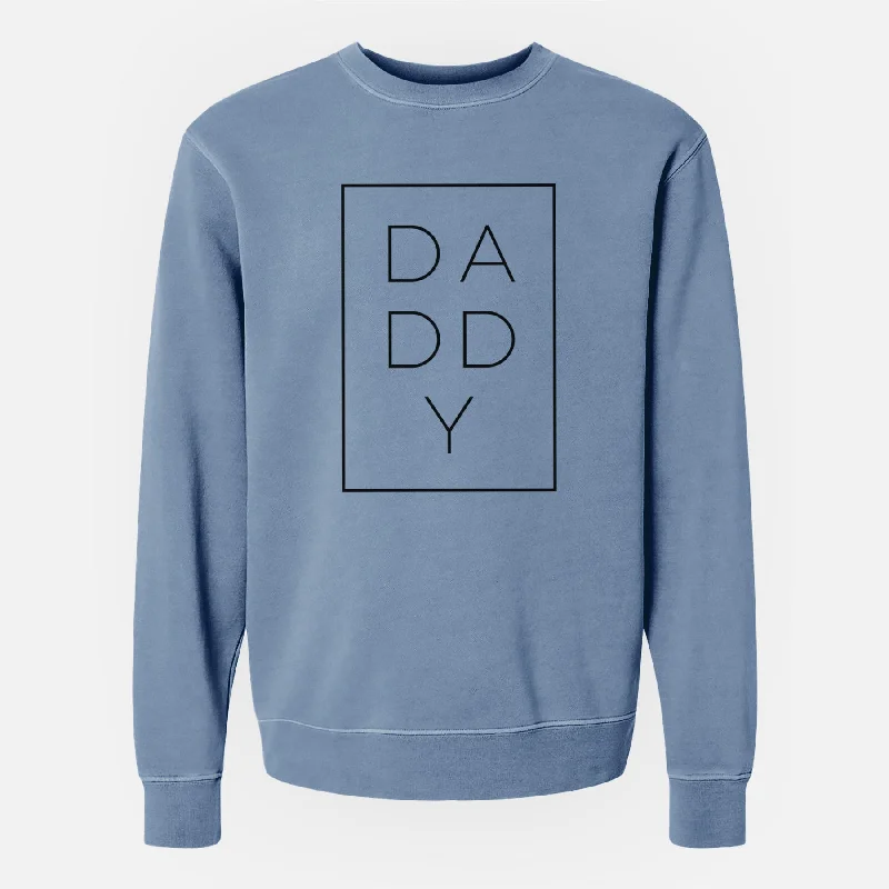 Daddy Boxed - Unisex Pigment Dyed Crew Sweatshirt Hoodie with Velcro Closure Adjustable Secure Hoodie with Velcro Closure Adjustable Secure