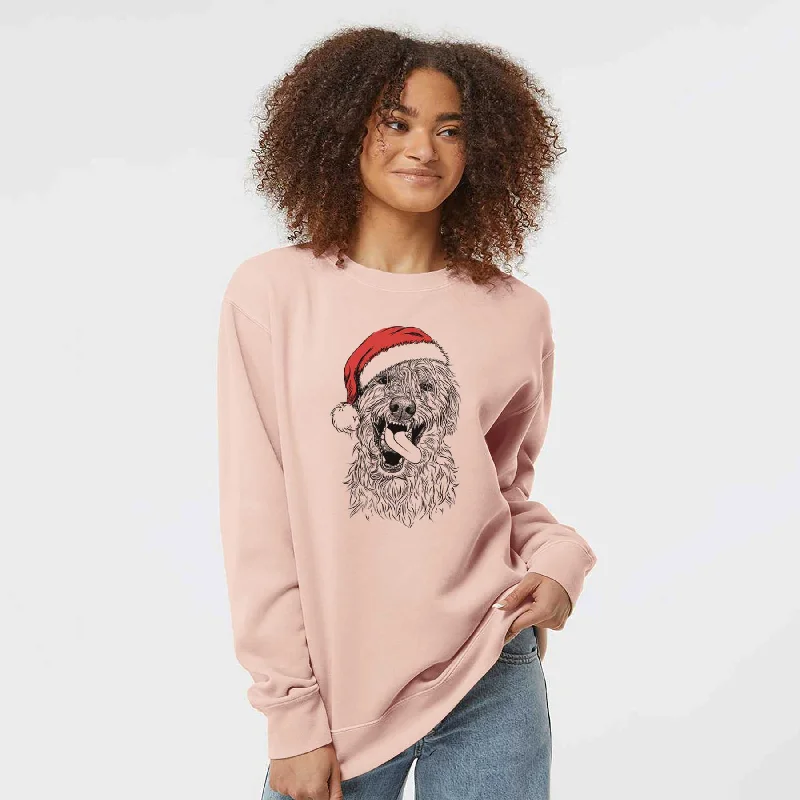 Santa Groot the Irish Wolfhound - Unisex Pigment Dyed Crew Sweatshirt Hoodie with Rolled Sleeves Casual Relaxed Hoodie with Rolled Sleeves Casual Relaxed