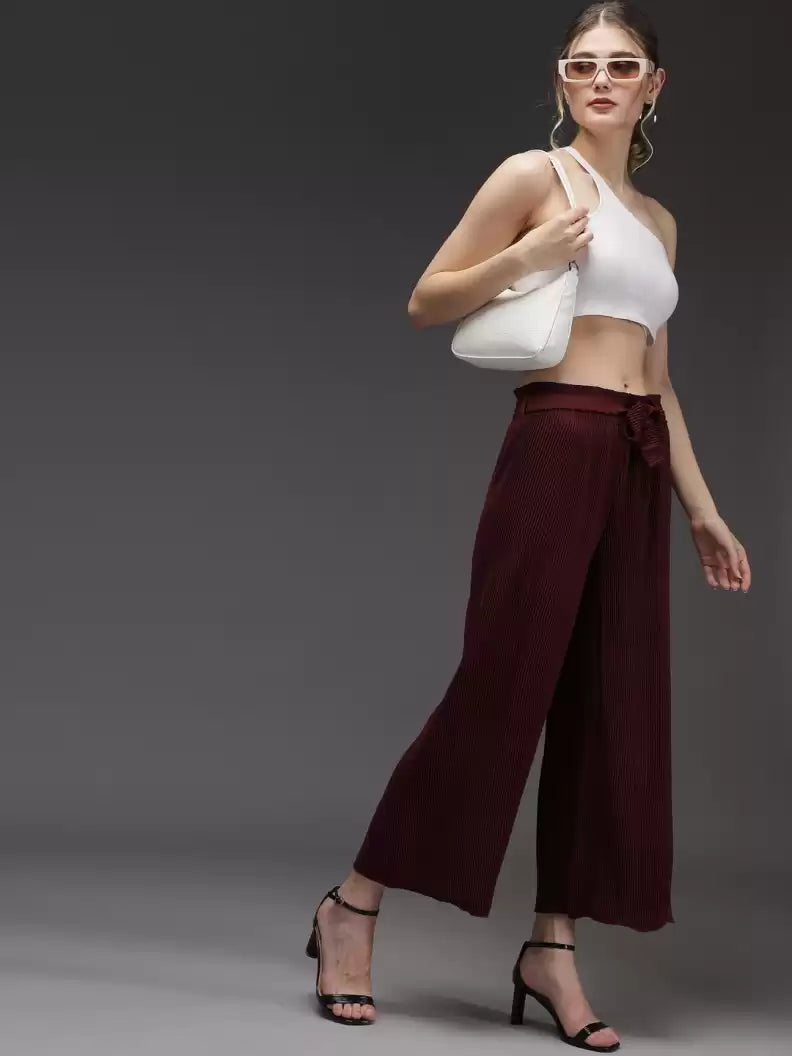 TANDUL Regular Fit Women Maroon Georgette Trousers Trousers fashionable trendy Trousers fashionable trendy TANDUL Regular Fit Women Maroon Georgette Trousers Trousers fashionable trendy Trousers fashionable trendy