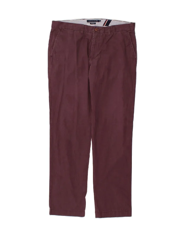 TOMMY HILFIGER Mens Custom Fit Slim Chino Trousers W36 L34  Burgundy Trousers Favorite Customer Trousers Favorite Customer