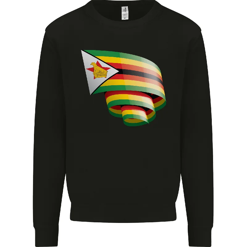 Curled Zimbabwe Flag Zimbabwean Day Football Mens Sweatshirt Jumper Hoodie with Longline Fit Extended Stylish Hoodie with Longline Fit Extended Stylish