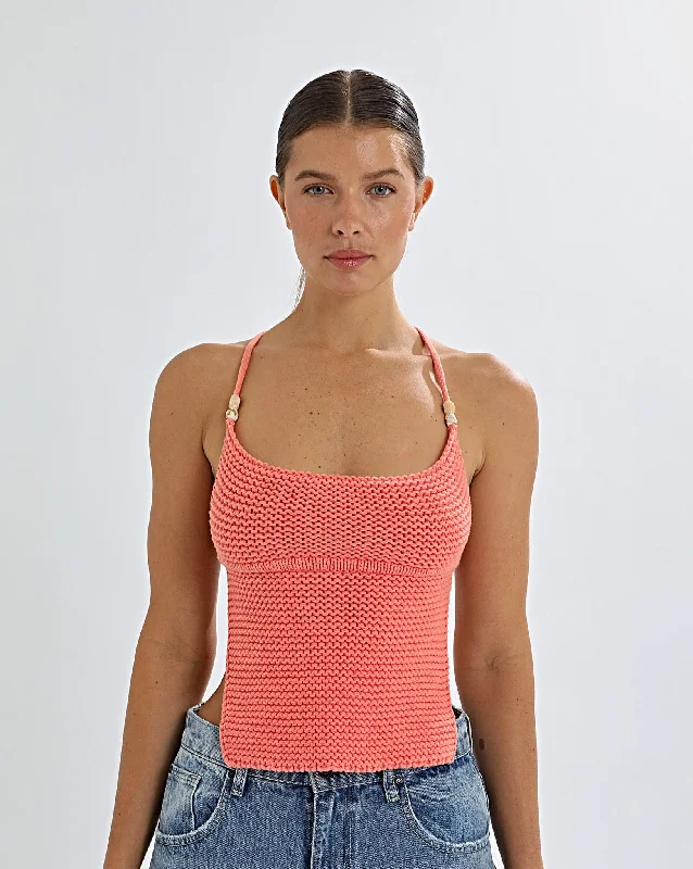 Lumi Knit Top Coral Budget-Friendly Knit Tee