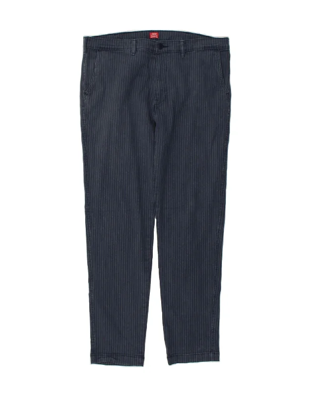 LEVI'S Mens Standard Tapered Chino Trousers W38 L34 Navy Blue Striped Trousers Recommended Stylist Trousers Recommended Stylist