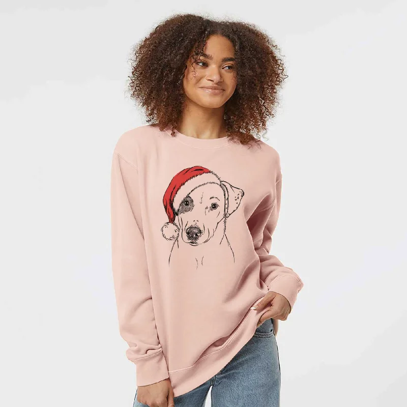 Santa P Pie the Mixed Breed - Unisex Pigment Dyed Crew Sweatshirt Hoodie with Back Slit Movement Comfort Hoodie with Back Slit Movement Comfort