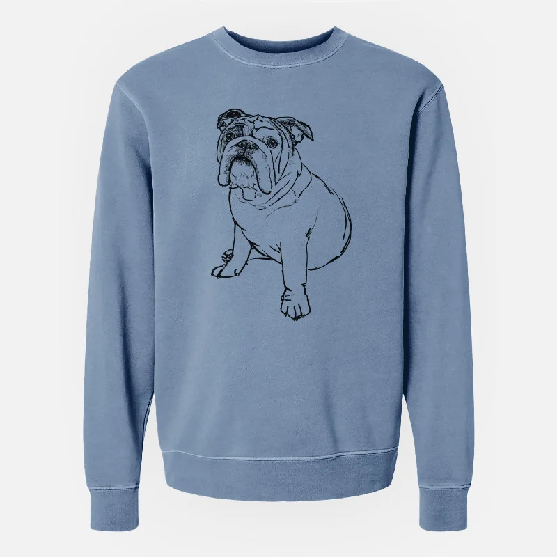 Doodled Yogi the English Bulldog - Unisex Pigment Dyed Crew Sweatshirt Hoodie with Gradient Ombre Colorful Hoodie with Gradient Ombre Colorful