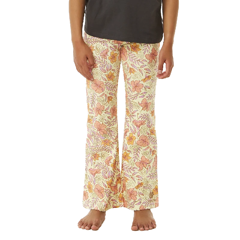 Girls Tropic Floral Bell Trousers in Lemon Ice Trousers cozy comfortable Trousers cozy comfortable