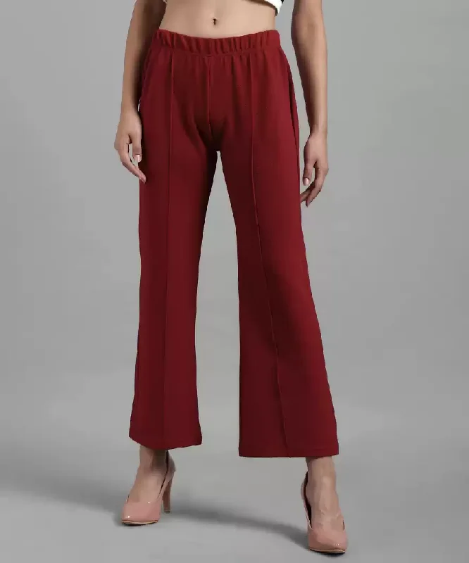 TANDUL  Regular Fit Women Maroon Lycra Blend Trousers Trousers chic fashionable Trousers chic fashionable