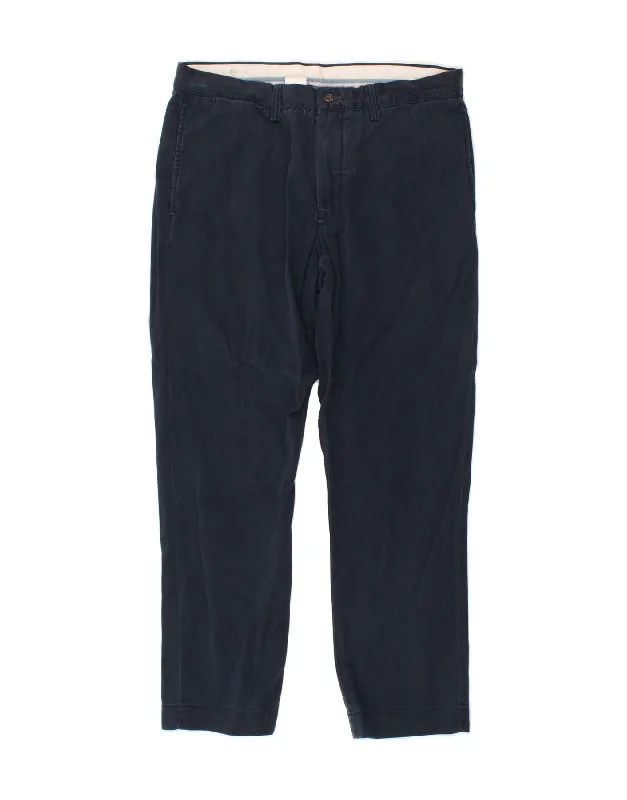 POLO RALPH LAUREN Mens Straight Chino Trousers W34 L30 Blue Cotton Trousers Pleated Formal Trousers Pleated Formal