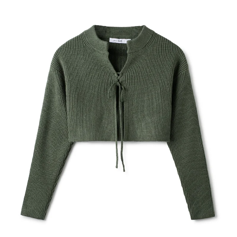 Crop Cardigan In: Sage Cashmere Blend Cotton Blend Poly Blend Cashmere Blend Cotton Blend Poly Blend