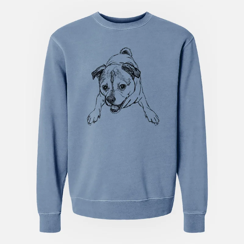 Doodled Rufus the Chug - Unisex Pigment Dyed Crew Sweatshirt Hoodie with Pocket Utility Practical Hoodie with Pocket Utility Practical