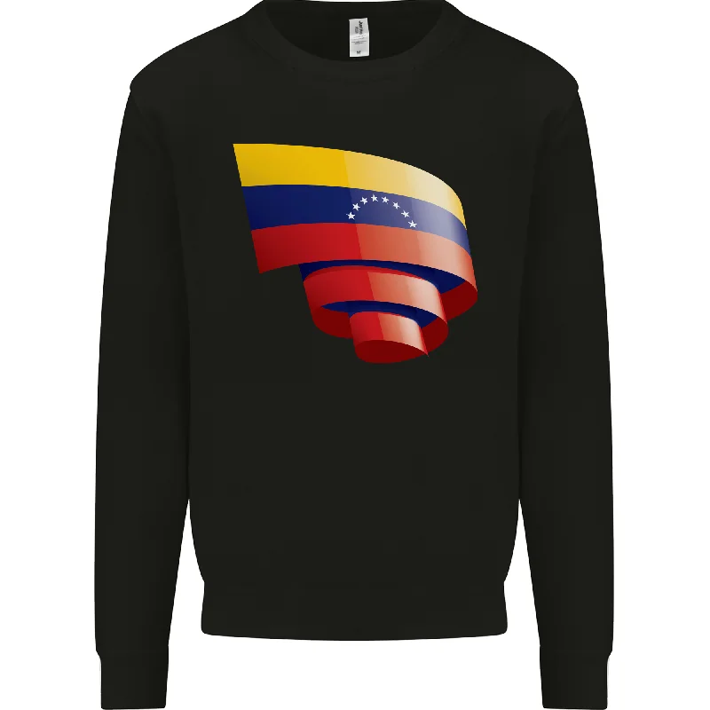 Curled Venezuela Flag Venezuelans Day Football Mens Sweatshirt Jumper Hoodie with Earth Tones Natural Calm Hoodie with Earth Tones Natural Calm