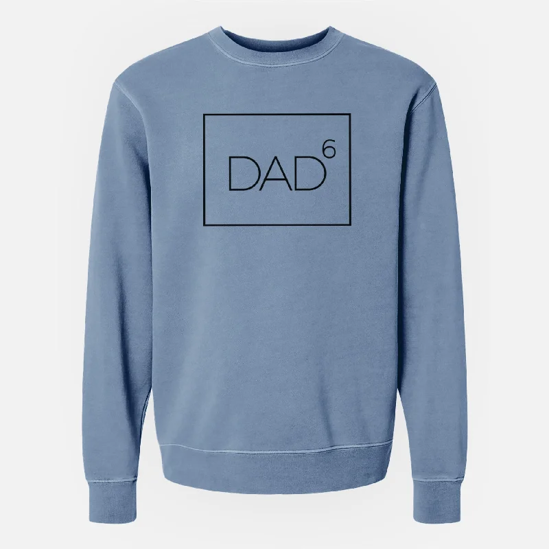 Dad to the 6th Power Boxed - Unisex Pigment Dyed Crew Sweatshirt Hoodie with Back Slit Movement Comfort Hoodie with Back Slit Movement Comfort