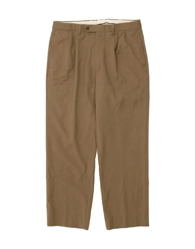 RALPH LAUREN Mens Pegged Casual Trousers W34 L29 Brown Wool Trousers Summer Linen Trousers Summer Linen