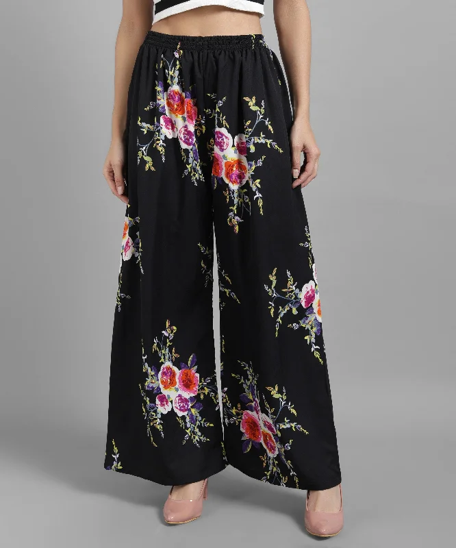 Women Regular Fit Multicolor Crepe Trousers Trousers Denim Blue Trousers Denim Blue