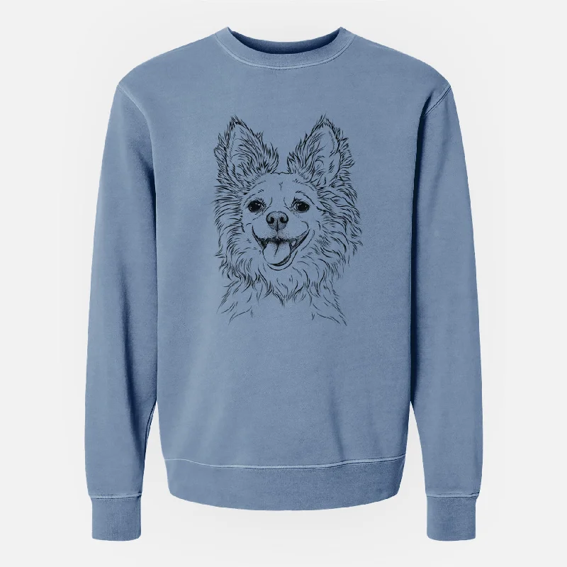 Bare Jasper the Pomchi - Unisex Pigment Dyed Crew Sweatshirt Hoodie with Lace Feminine Delicate Hoodie with Lace Feminine Delicate