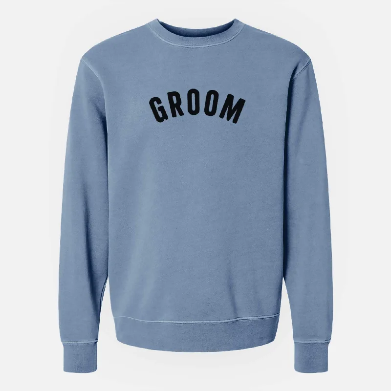 Groom - Articulate Collection - Unisex Pigment Dyed Crew Sweatshirt Hoodie with Slim Fit Tailored Modern Hoodie with Slim Fit Tailored Modern