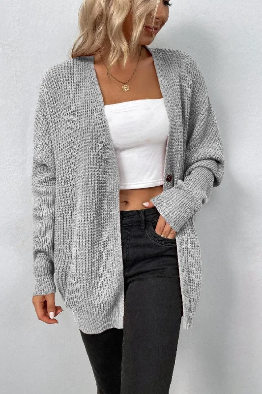 Open Front Dropped Shoulder Cardigan Tailored Straight A-Line Tailored Straight A-Line