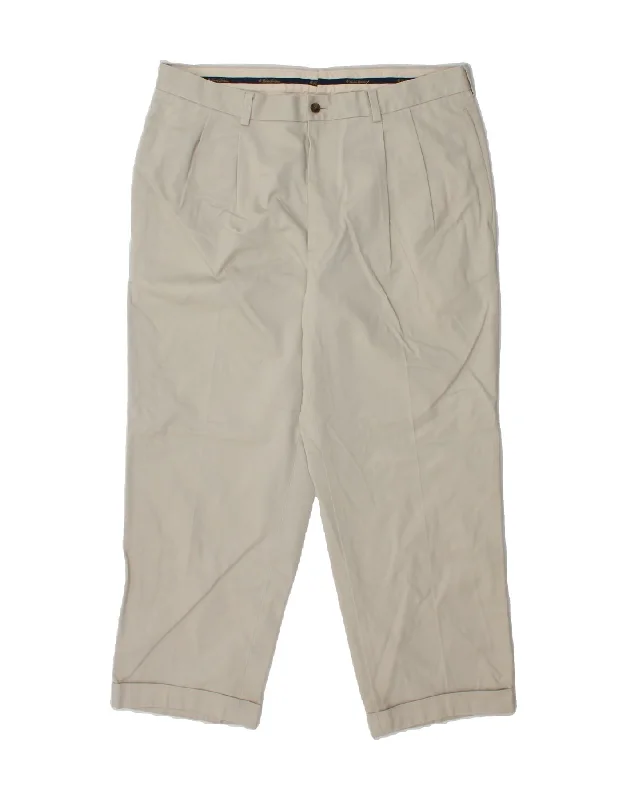 BROOKS BROTHERS Mens Thompson Pegged Chino Trousers W38 L28 Off White Trousers fashionable chic Trousers fashionable chic