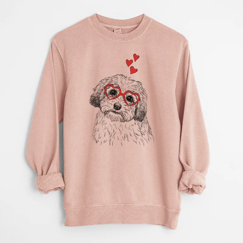 Valentine Henry the Havanese - Unisex Pigment Dyed Crew Sweatshirt Hooded Sweatshirt Casual Wear Street Style Hooded Sweatshirt Casual Wear Street Style