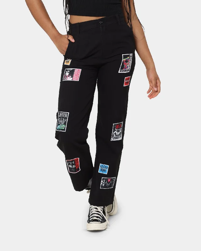 Loiter Patchwork Trousers Black Trousers Denim Blue Trousers Denim Blue