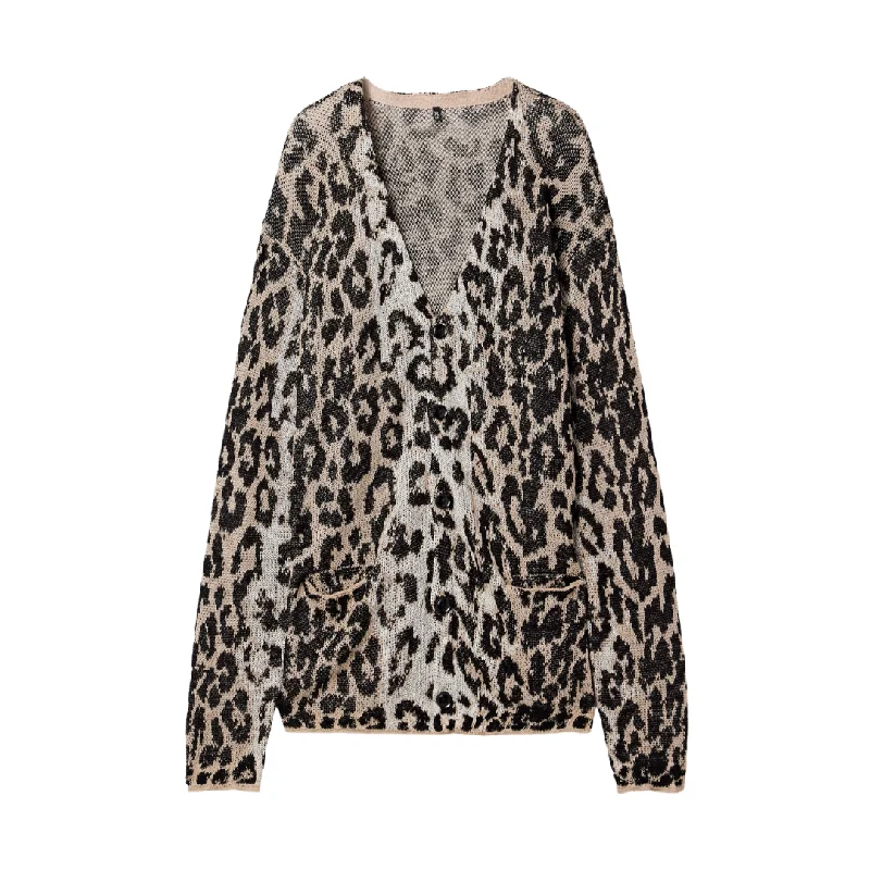 Leopard Boyfriend Cardigan Tailored Straight A-Line Tailored Straight A-Line