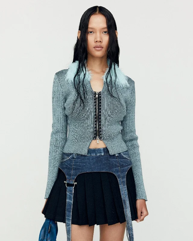 LACE-UP KNIT CARDIGAN atb1184w(BLUE) Sequined Glittery Shiny Sequined Glittery Shiny LACE-UP KNIT CARDIGAN atb1184w(BLUE) Sequined Glittery Shiny Sequined Glittery Shiny