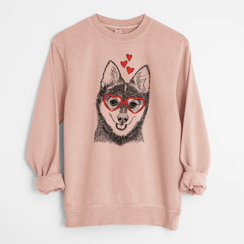 Valentine Posey the Alaskan Klee Kai - Unisex Pigment Dyed Crew Sweatshirt Hoodie Sweatshirt Pullover Hoodie Sweatshirt Pullover